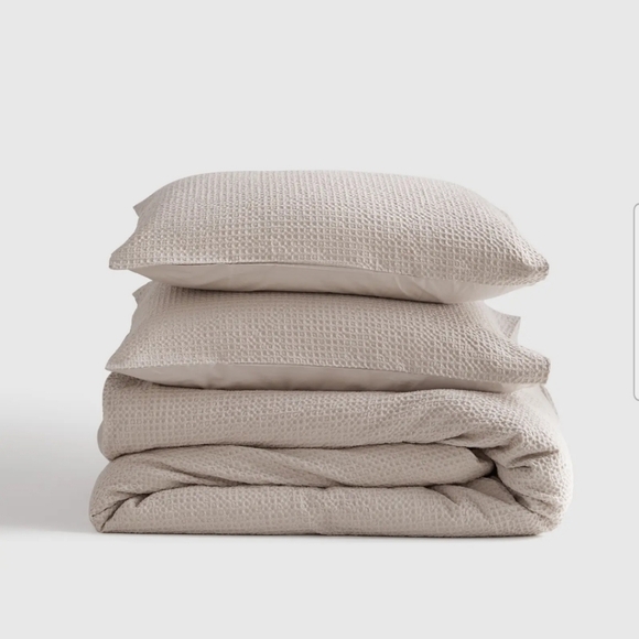 Quince 100% Organic Cotton Waffle Sand Duvet & 2 Shams! King/ Cal King(454)